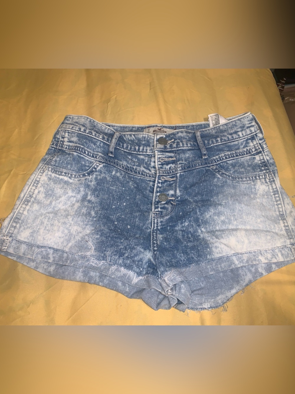 Hollister Light Blue Acid-Wash Button-Front Denim Shorts